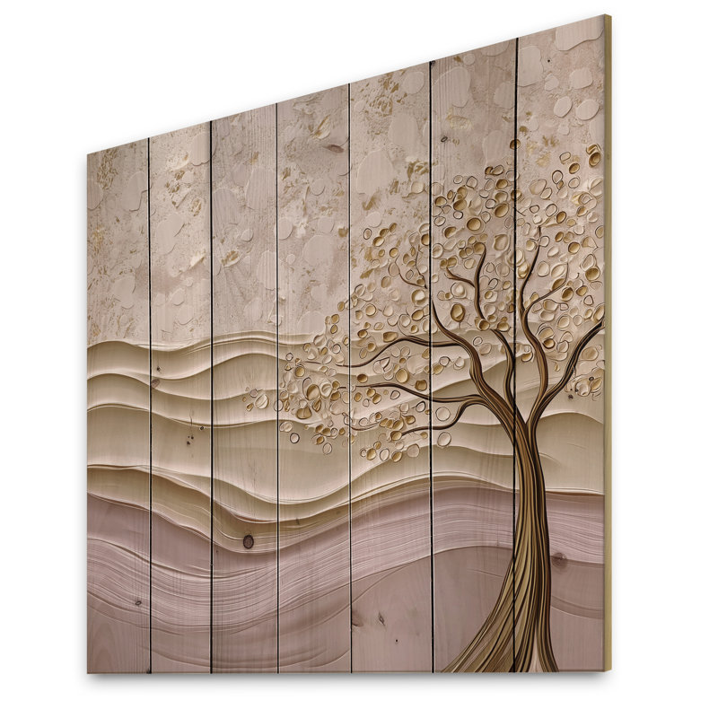 Arbre d'acacia Horizon II - paysage moderne en bois, décoration murale sur bois de pin naturel, H 15 po x l 15 po x P 0,78 po