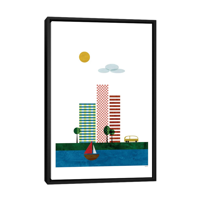 « skyscrapers », impression sur toile, H 26 po x l 18 po x P 1,5 po, Toile avec cadre noir, Pas de tapis