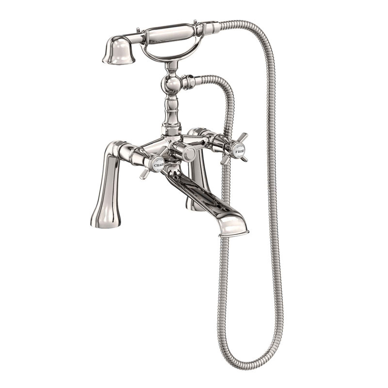 Fairfield Deck Mount Exposed Tub & Hand Shower Set, Polished Nickel