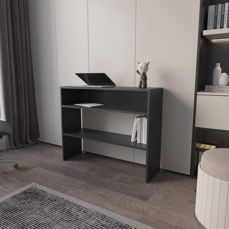 Console Vail en mélamine avec rangement ouvert, noir, Noir