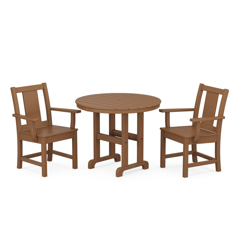 Prairie 3-Piece Farmhouse Dining Set, Teak