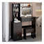 Meuble-lavabo de 37 po avec tabouret de taille moyenne 37 po + tabouret rembourré, grande commande tactile, interrupteur tricolore, miroir à luminosité réglable, rangement grande capacité, convient aux espaces moyens-1075627647