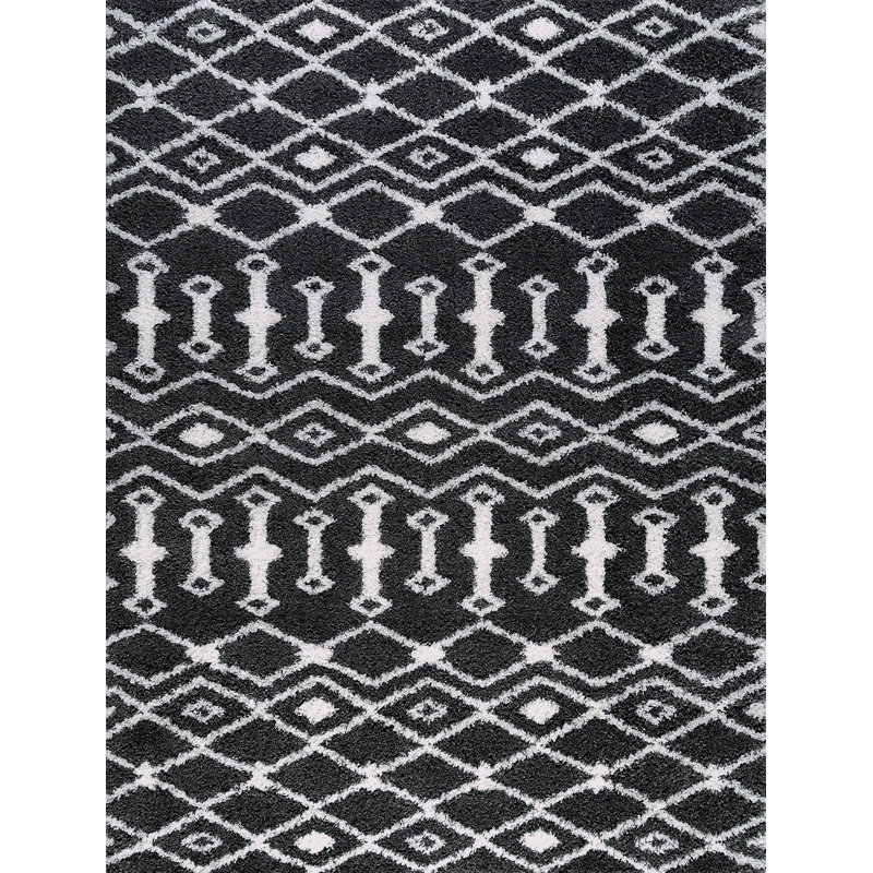 Tapis gris foncé / blanc Jemima, Rectangle 7 pi 10 po x 10 pi 2 po