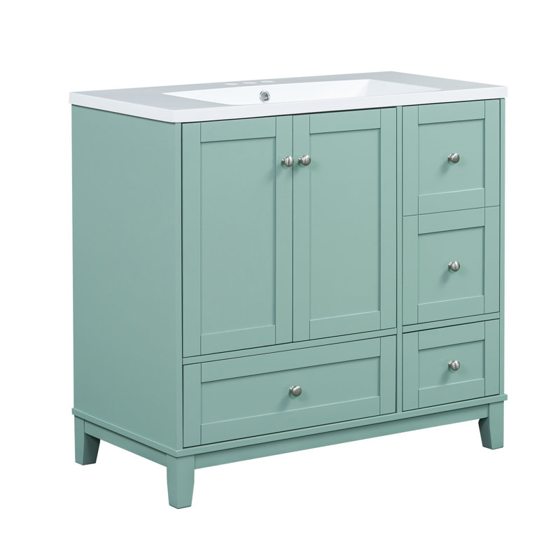 Meuble-lavabo moderne 36 po avec chargement USB - robinets non inclus, Vert