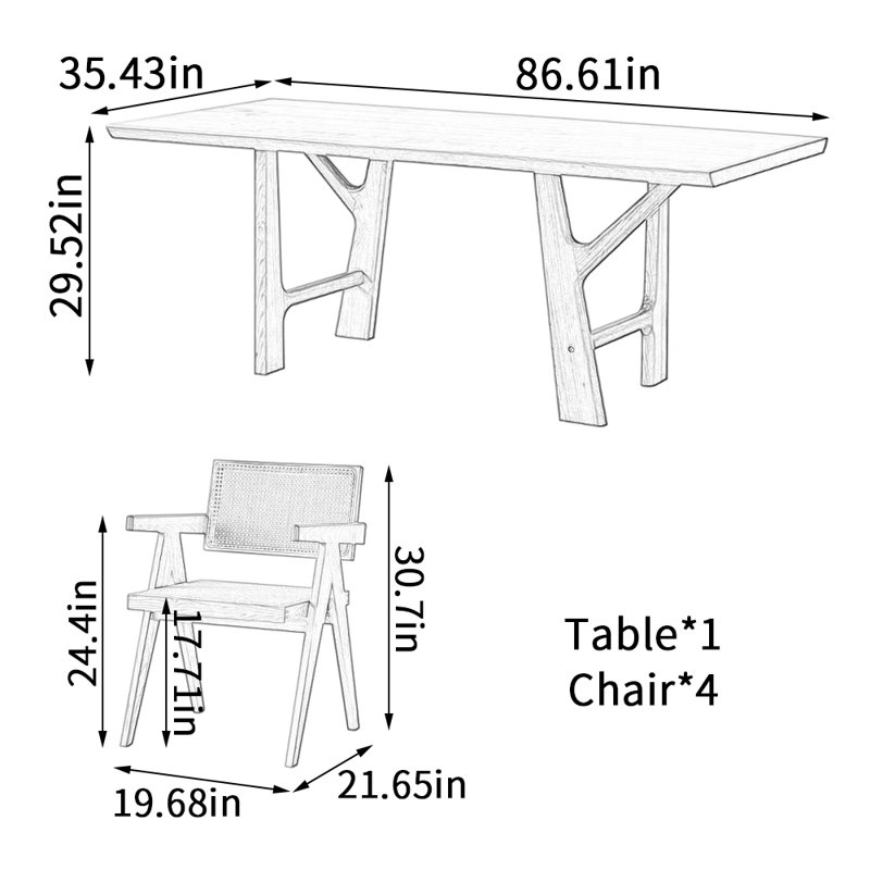 Table de salle à manger Creative Branch, H 29,52 po x L 86,61 po x l 35,43 po