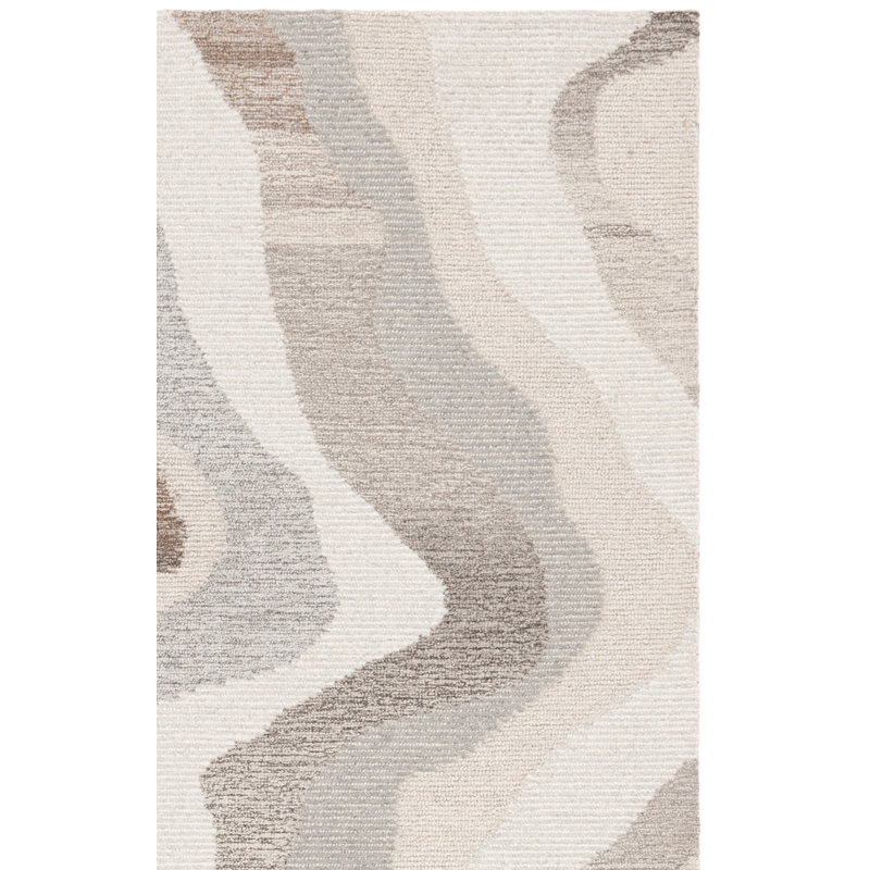 Elleora Ebony Hand Tufted Wool Cotton Abstract Rug in Beige/Ivory, Runner 2'3" x 9'