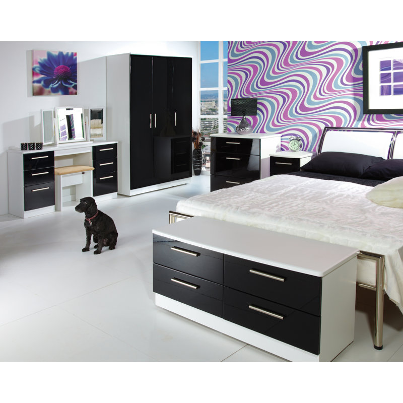 Fully Assembled Yvette 3 Drawer Chest, White/Black