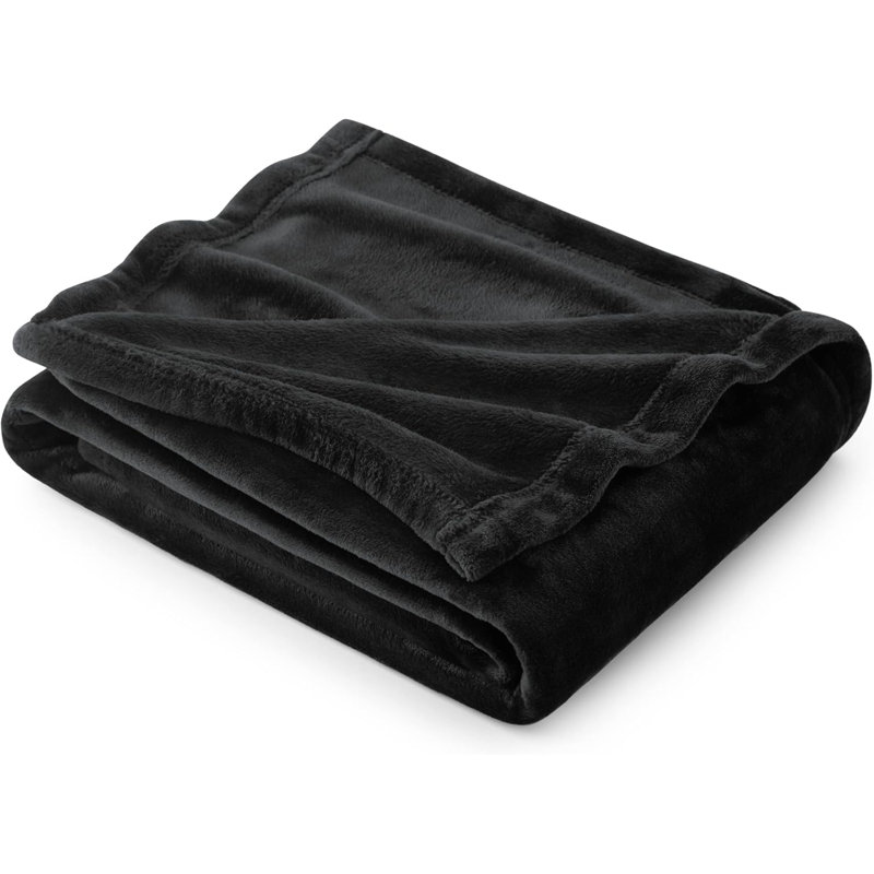 Couvre-lit en polaire 299GSM pour canapé, canapé, lit GentleSoft ™, Noir, 59" W x 79" L
