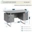 Bureau gris avec tiroirs et rangement-379489254