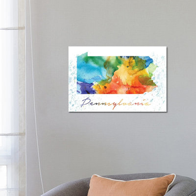 Pennsylvania State Colourful - Wrapped Canvas Painting