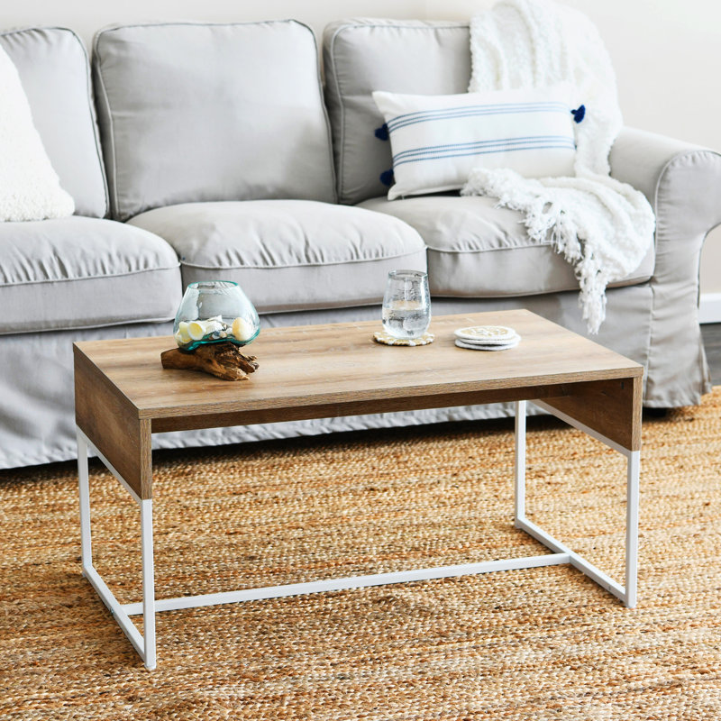 Table basse Avak Wrap, Plateau en chêne côtier / base blanche