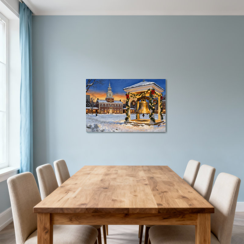 Scène de pavillon de Noël enneigé, H 28 po x l 40 po