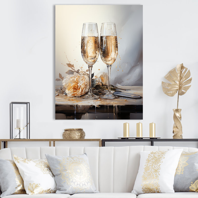 Champagne Flute Fantasies IV sur toile, Toile tendue, H 32 po x l 16 po x P 1 po