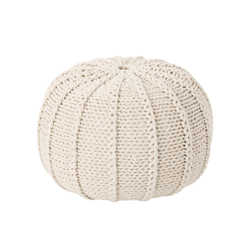POUF TRICOTÉ, Coton beige