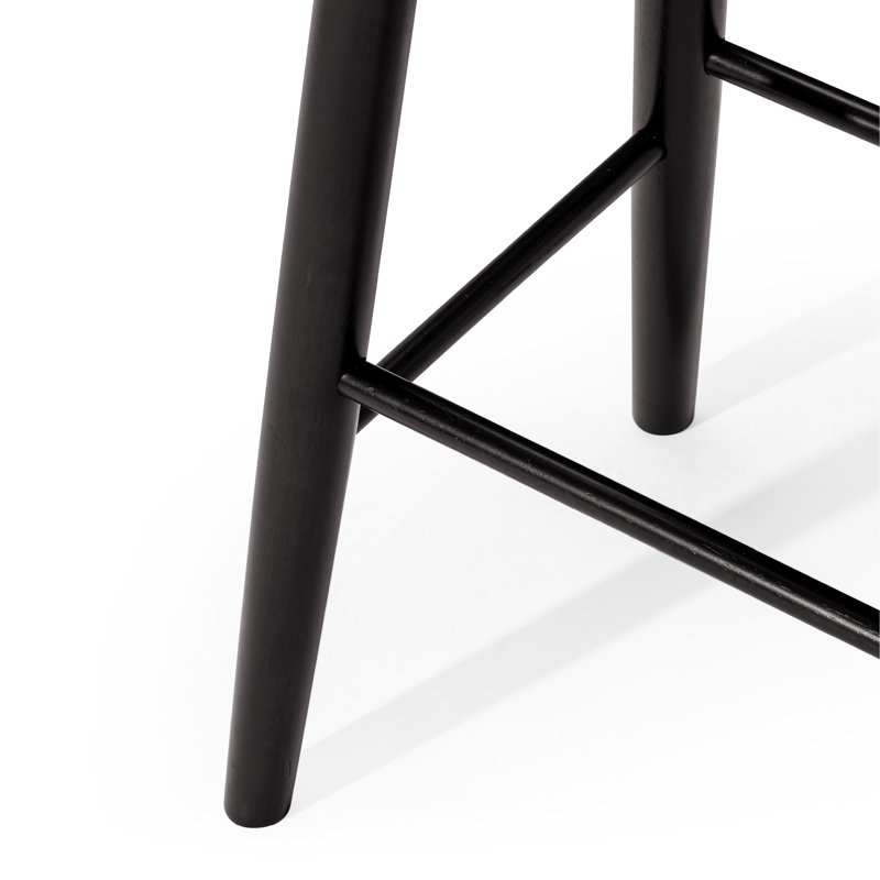 Maven Lane Luna Backless Stool in Wood Finish, Counter Stool (26" Seat Height), Rustic Black