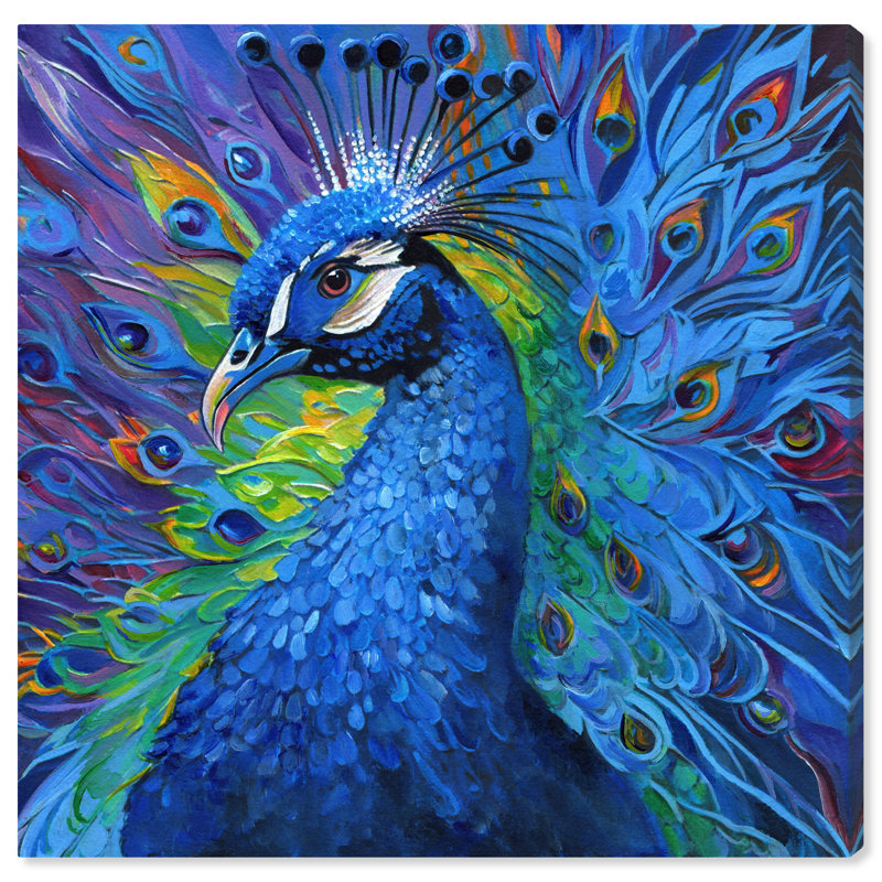 «Ebre Doll Memories - Blue Peacock on Canvas» par Wynwood Studio, reproduction, H 12 po x l 12 po x P 0,8 po
