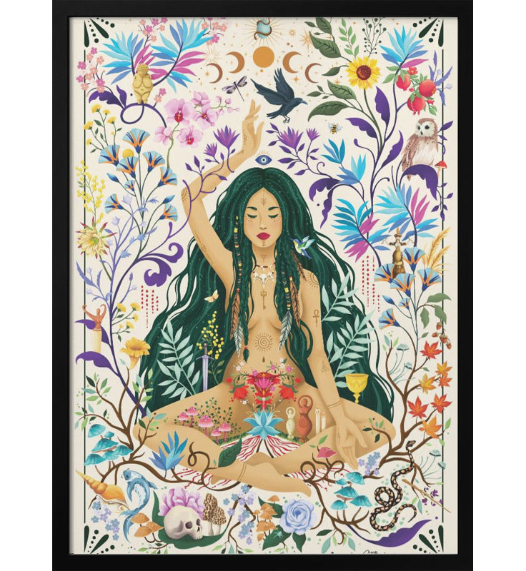 Conscience matriarcale murale dans un cadre flottant noir - 36 po x 24 po, H 24 po x l 20 po, Blanc