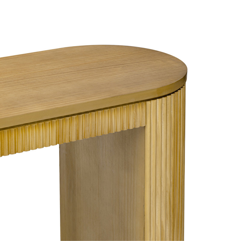 Console incurvée avec élévation à rayures verticales - Plateau de table en pin spacieux pour les espaces de vie et simples à construire