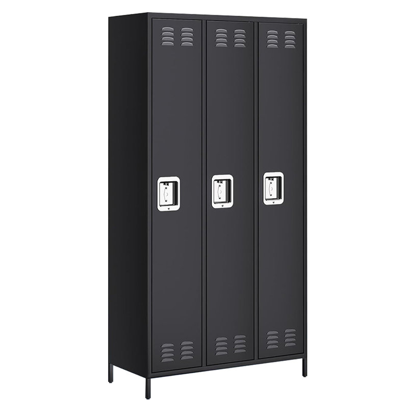 Armoire de rangement 72 po à 3 portes en métal avec portes ventilées