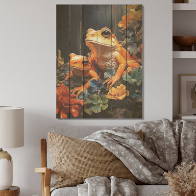 Expressionist Frog Spirit - Frogs & Toads Wood Wall Art On Natural Pine Wood