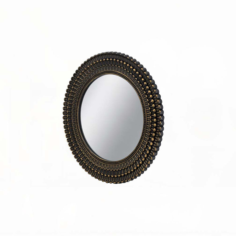 Wooden Accent Mirror With Woven Texture