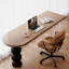 Bureau d'écriture brun en bois massif demi-cercle-118614631