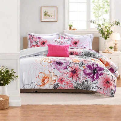 Ensembles de literie en polyester antimicrobien, maison de chambre à coucher moderne et florale