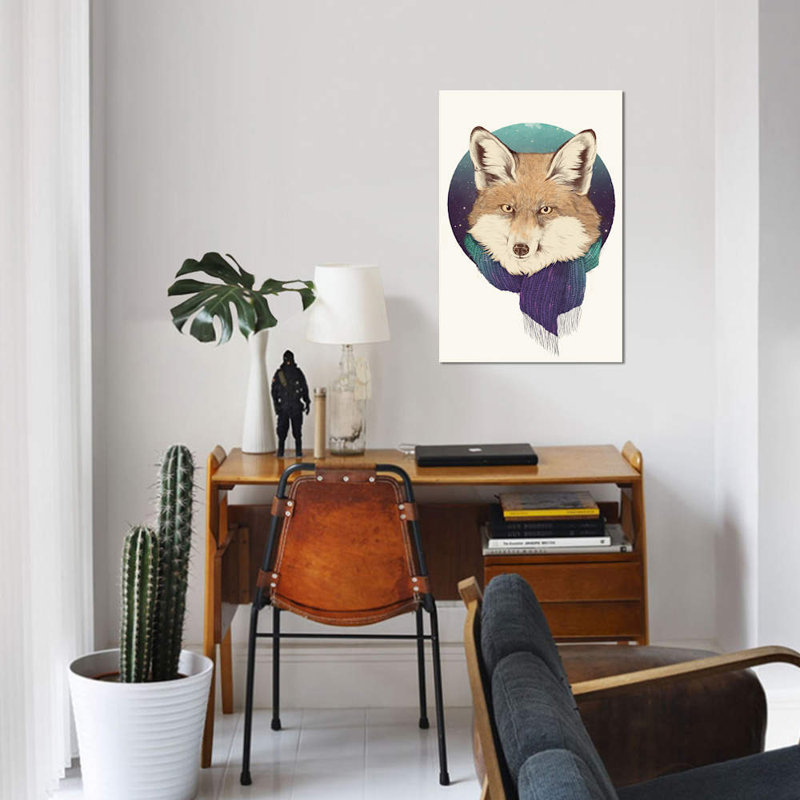 «Fox» par Laura Graves, impression sur toile, H 18 po x l 12 po x P 1,5 po, Toile tendue, Pas de tapis
