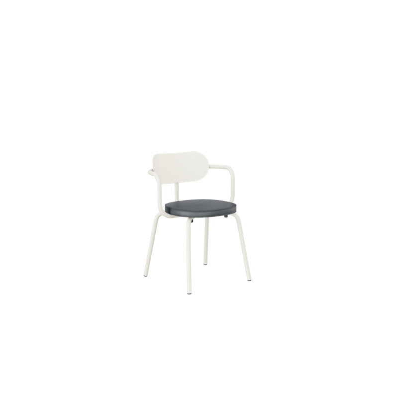 Khylia 18.1'' H Upholstered Metal Armchair, Gray, Pure White