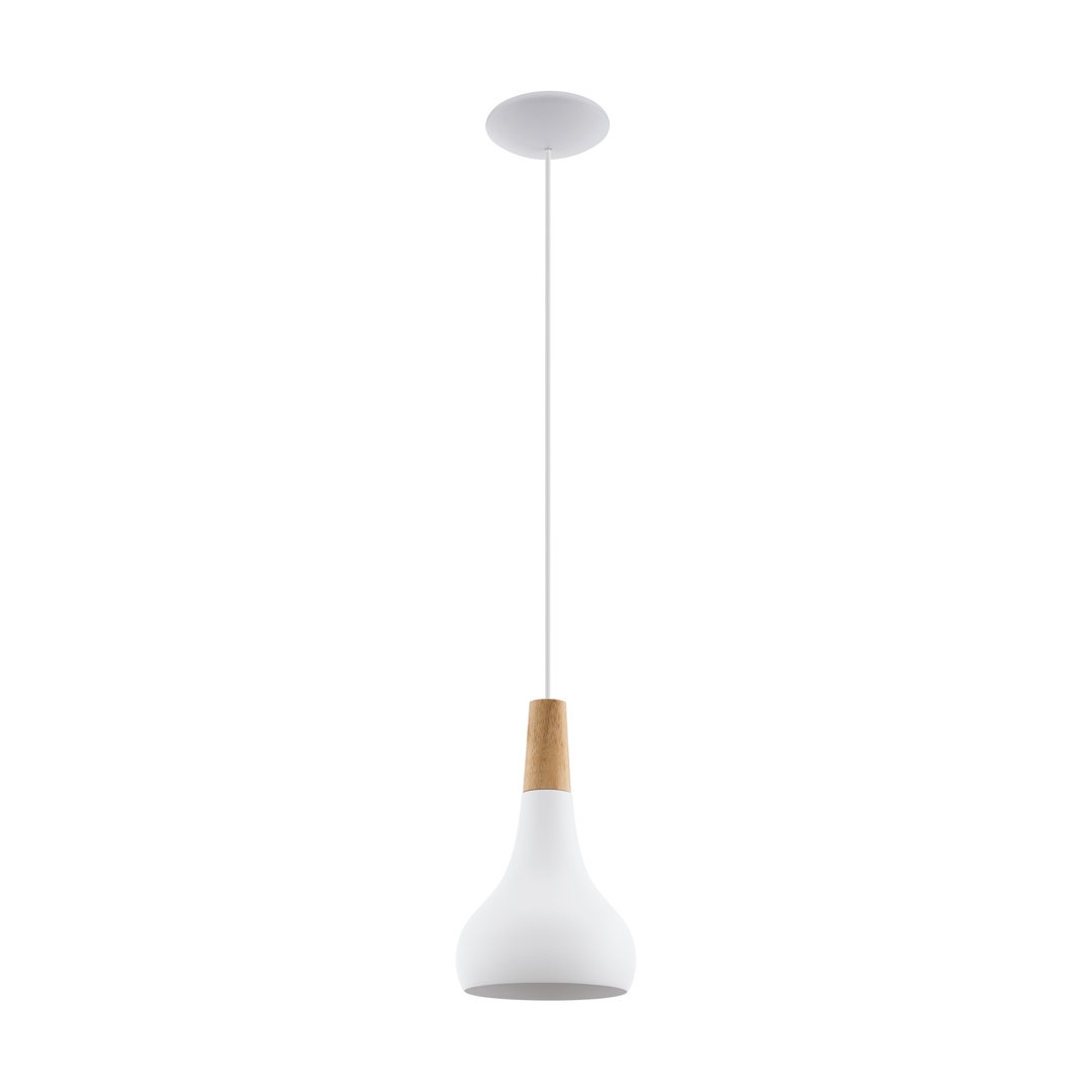 Lytham 1 - Light Teardrop Pendant with Wood Accents