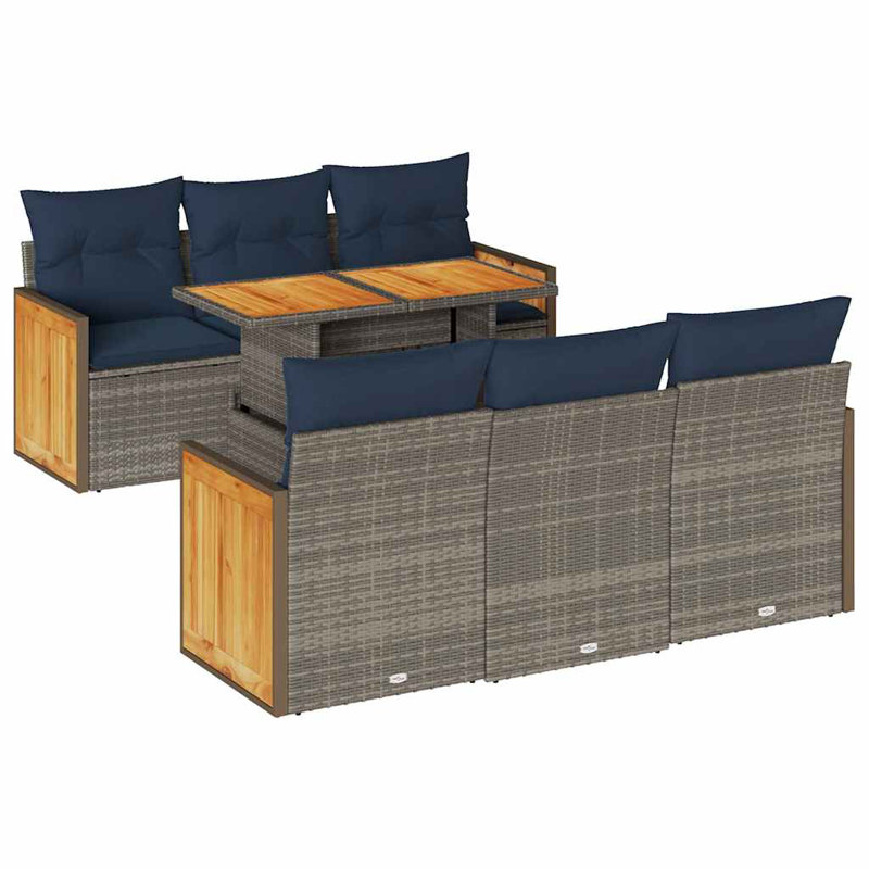 Wicker 6 - Person Garden Lounge Set with Cushions