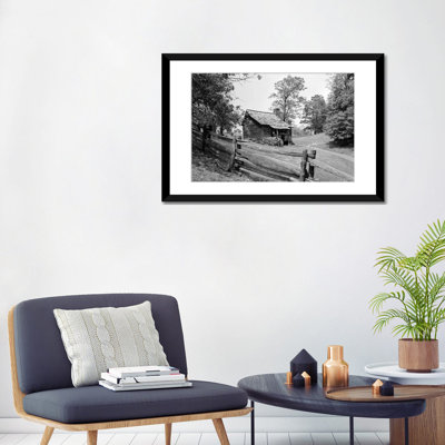 Rustic Log Cabin From 1880S Be derrière Post & Rail Fence In Blue Ridge Mountains - Reproduction de photo sur toile tendue