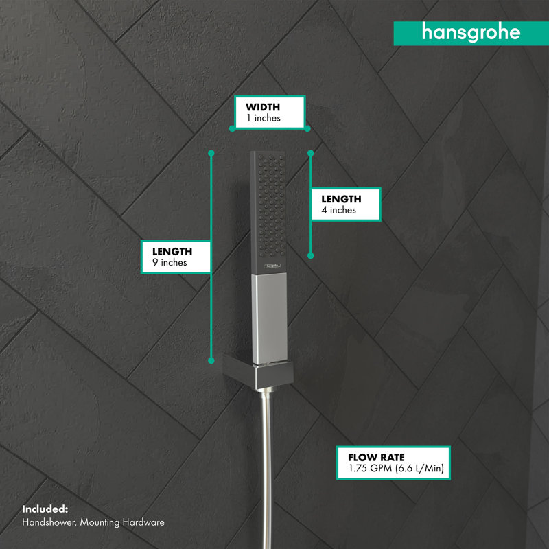 Hansgrohe Rainfinity Baton Handheld Shower Head 100, Chrome, 2.5 GPM