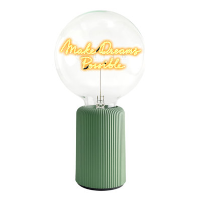 Bulb MAKE DREAMS POSSIBLE Amber with Base Table Lamp PORTABLE Pop Nomad