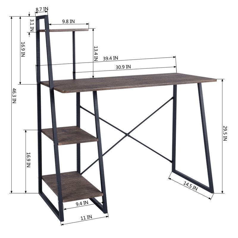 Blohm Writing Desk, Dark Oak, Black