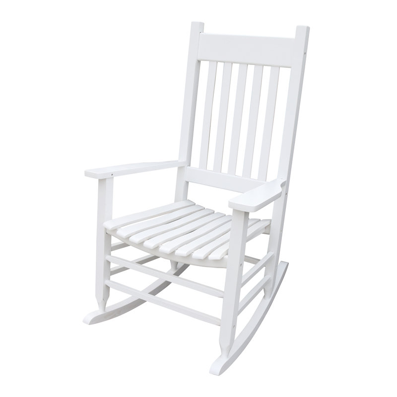 Chaise berçante en bois de couleur blanche - fabriquée en bois franc massif pour une fiabilité accrue, White