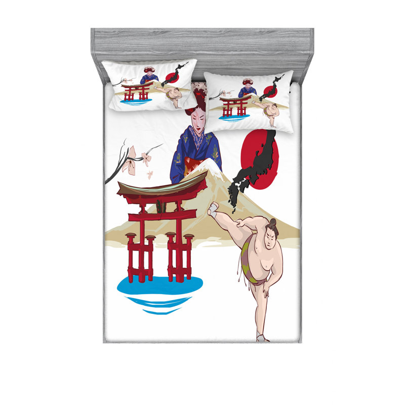 Ensemble de draps japonais, Ensemble de drap pour grand lit avec drap-housse