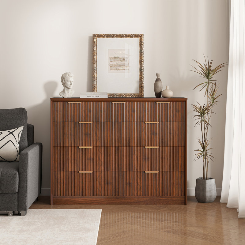 Lyra Bedroom Dresser, 9 Drawer Tall Dresser for Bedroom, Living Room, 36.6'' H X47.3'' W X 15'' D, Walnut, Walnut