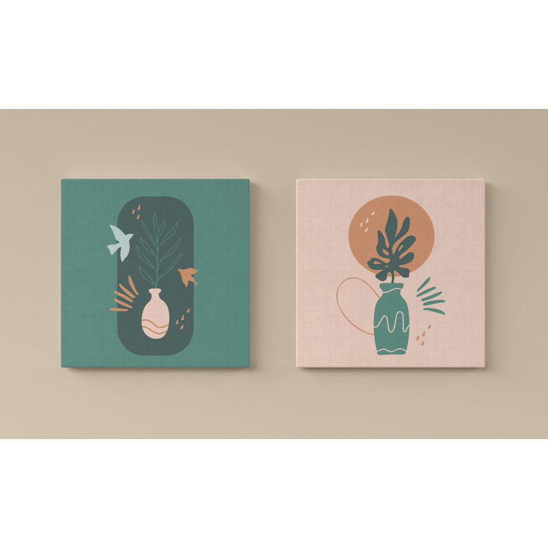 Elegant Decorative Canvas Paintings (2 Pieces), 15.8 x 15.8 Inches Each | 100% Canvas with 100% Wooden Frame | Perfect for Living Room or Bedroom Decor, Eye-Catching Art for Modern Spaces