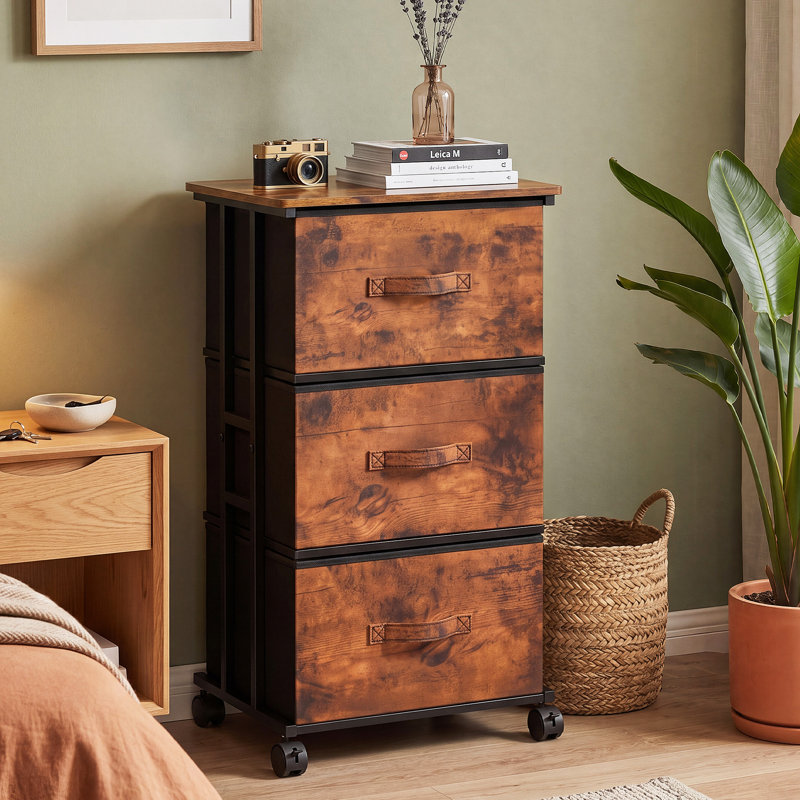 Dresser Storage with 3 Drawers, Metal Frame for Closet Storage, Vertical Storage Cabinet for Bedroom, Wardrobe, and Office