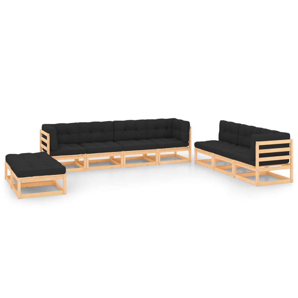 7-Sitzer Lounge-Set Gottwalt aus Massivholz mit Polster