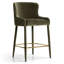 Tabouret de comptoir 26,5 po sculpté en chenille avec accoudoirs encastrés et repose-pieds dorés-883282459