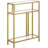 Modern Rectangular Console Table With Tempered Glass Shelves And Steel Frame, Entryway Accent Table For Living Room Or Hallway