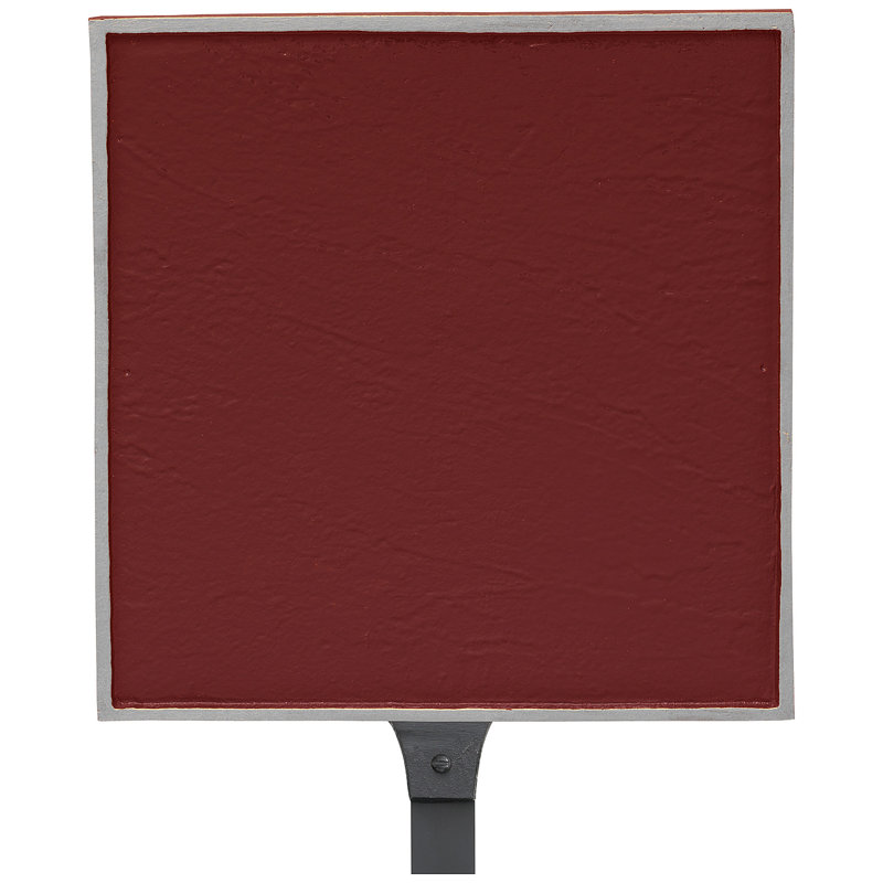 Plaque de plaque d'adresse carrée classique avec piquet de pelouse, Rouge brique / Argent, Oui