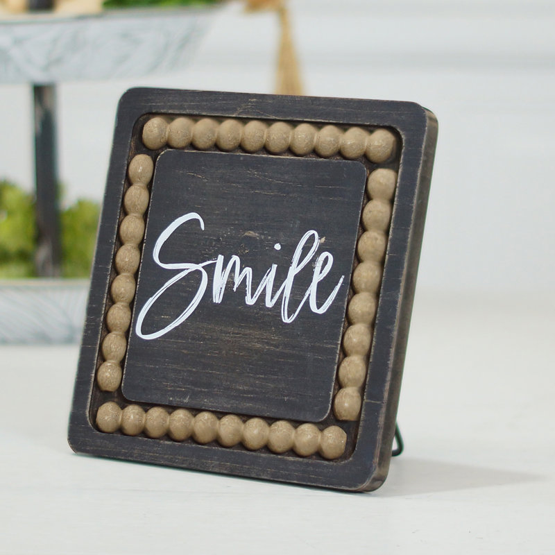 VIP Wood 8 in. Black Smile Sign
