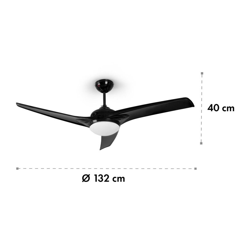 132cm Ceiling Fan with Light Kit, Black