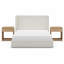 3-PieceBedroom Set - Upholstered Platform Bed with 54" Wingback Headboard &2 Rattan Nightstandwith Door Open Shelf