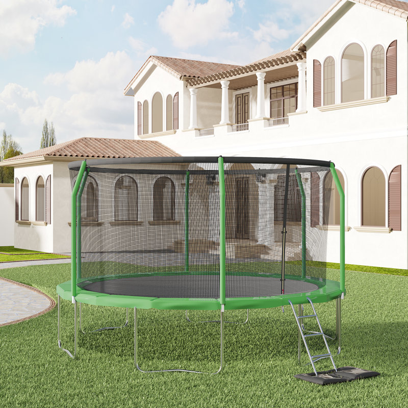 Premier 12ft Green Round Trampoline with Safety Enclosure