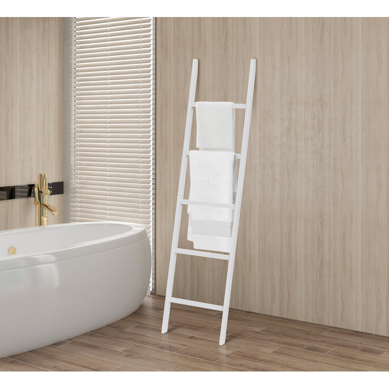 Bamboo Natural Spa Towel Ladder - Espresso, White