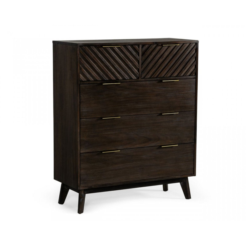Commode en bois massif à 5 tiroirs Huddleson